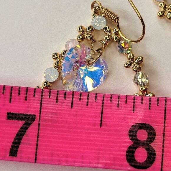 Heart Shape Crystal Earring Crystal and Gold Teardrop earrings - Picture 7 of 10